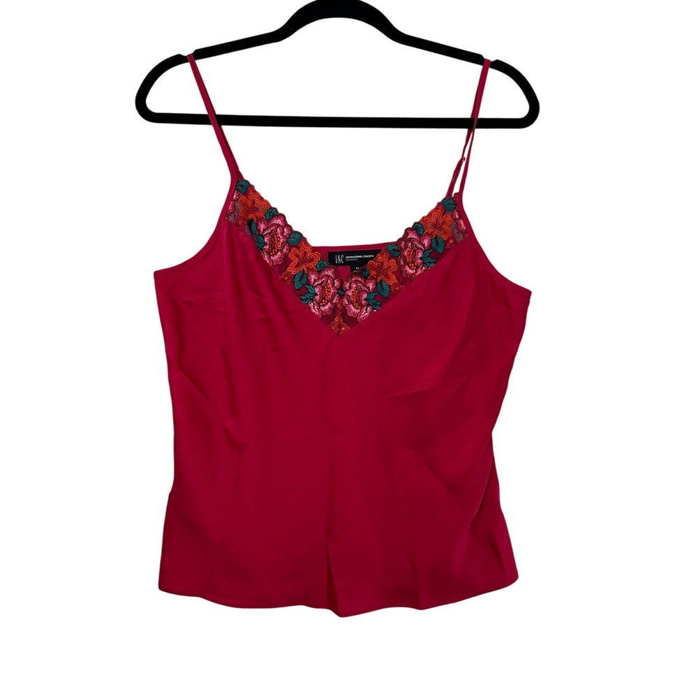 INC International Concepts Intimates Floral Embroidered Red Cami Top - M